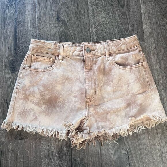Tie-Dye Fringe Denim Shorts - Picture 1 of 6